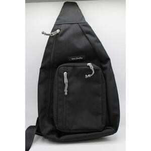 Vera Bradley Black Sling Backpack Floral Inside
